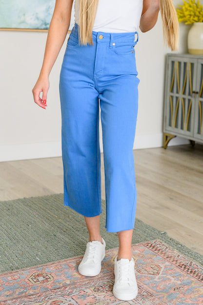 Lisa High Rise **TUMMY CONTROL** Wide Leg Crop Judy Blue Jeans in Sky Blue