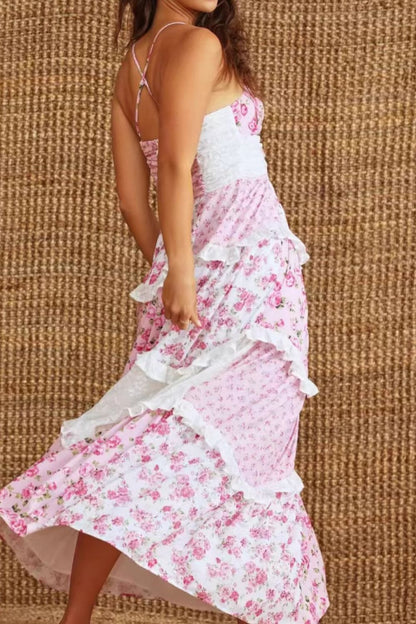 Floral Lace Trim Cami/Maxi Dress-BLUSH PINK-MEDIUM