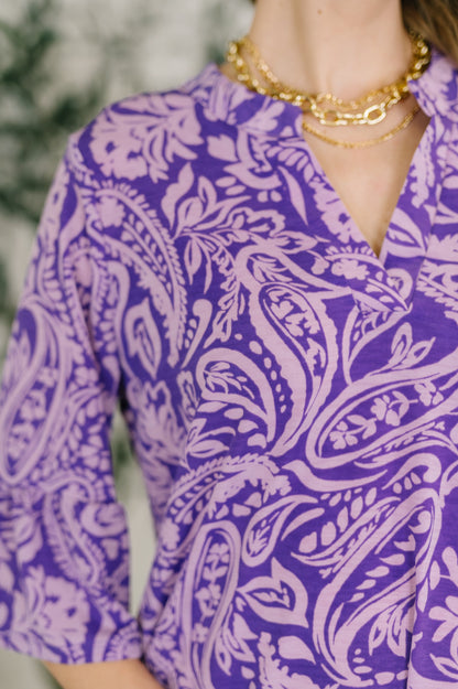Lizzy Sunday Dress in Purple Paisley