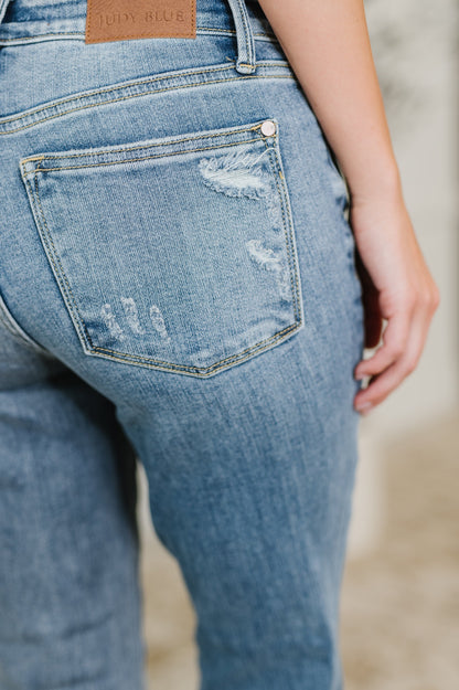 Lorena Mid Rise Vintage Wash Bootcut Jeans