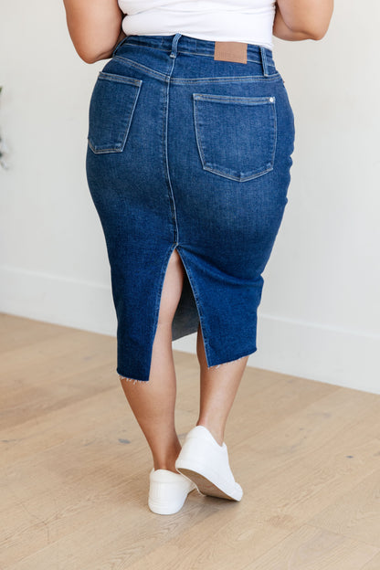 Marcy High Rise Denim Judy Blue Midi Skirt