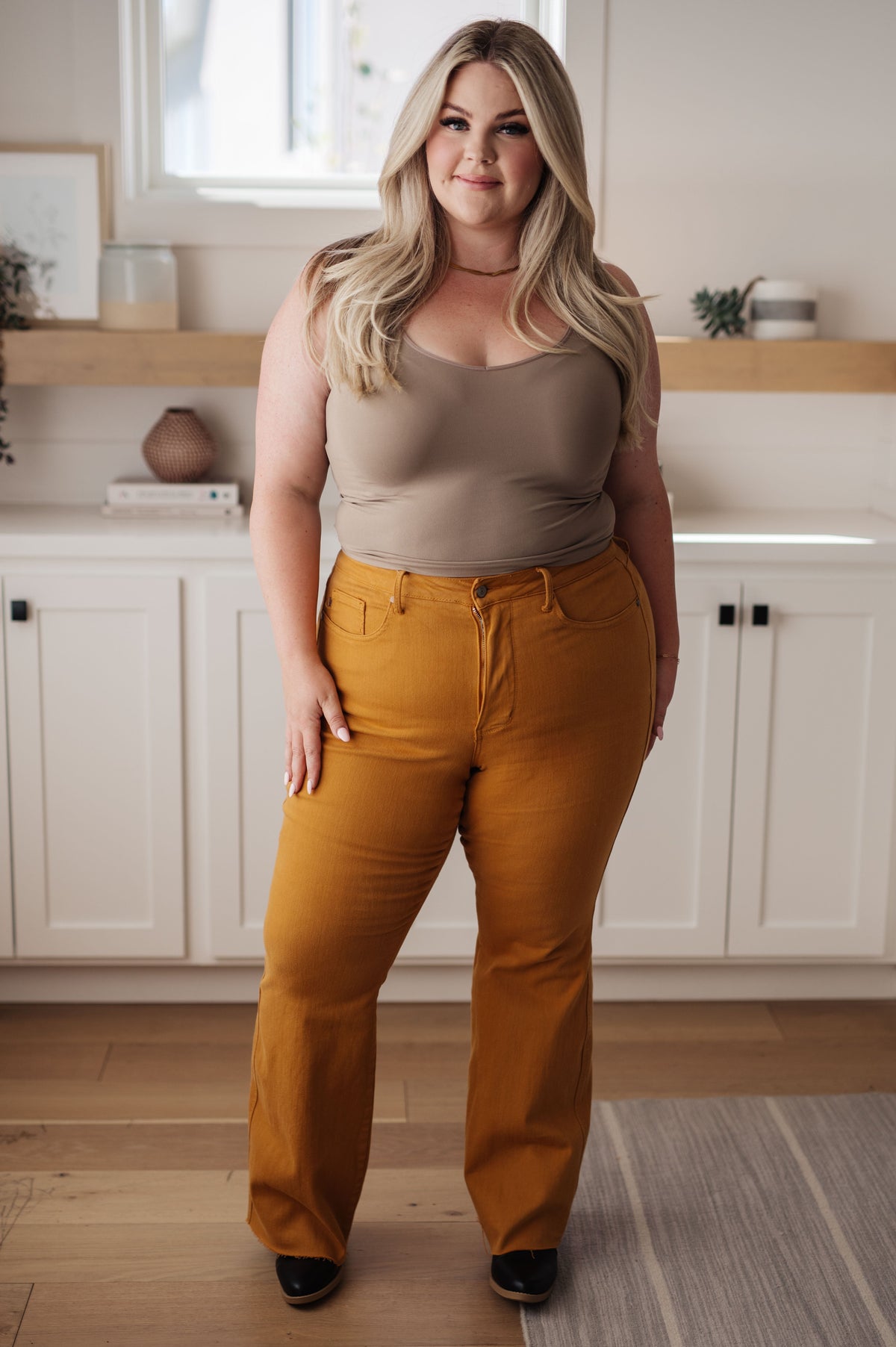 Melinda High Rise Tummy Control Flare Jeans in Marigold by Judy Blue