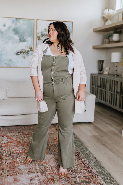 Olivia Control Top Release Hem Judy Blue Overalls in Olive