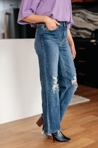 Rose High Rise 90's Straight Jeans in Dark Wash Judy Blue Jeans
