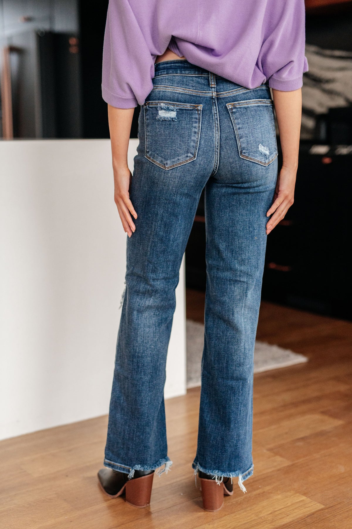 Rose High Rise 90's Straight Jeans in Dark Wash Judy Blue Jeans