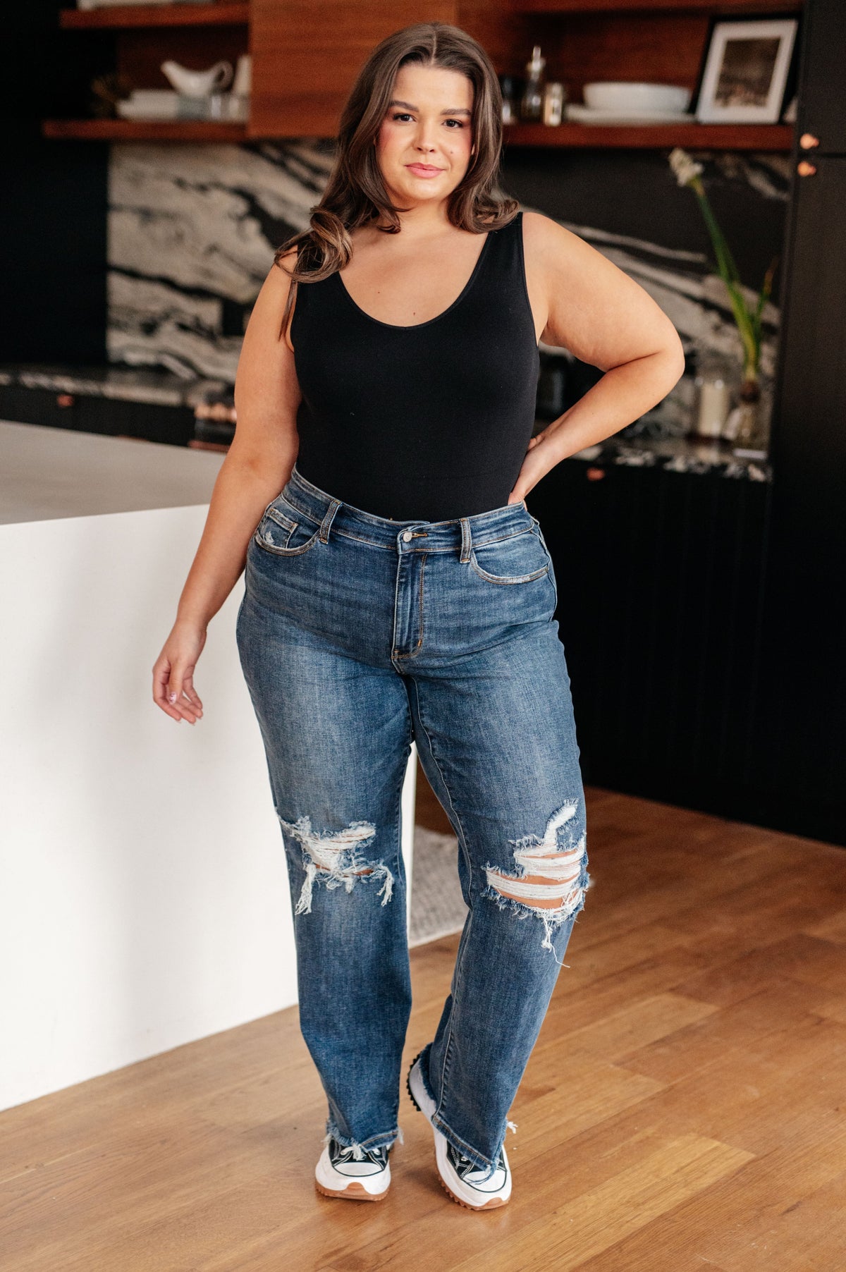 Rose High Rise 90's Straight Jeans in Dark Wash Judy Blue Jeans