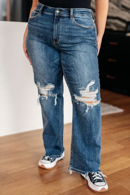 Rose High Rise 90's Straight Jeans in Dark Wash Judy Blue Jeans