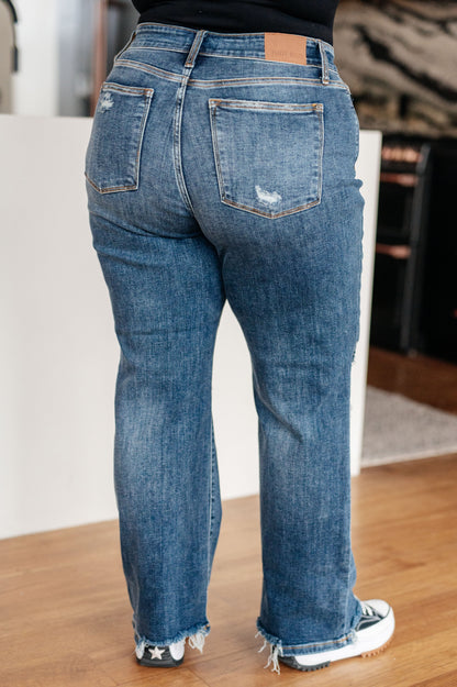 Rose High Rise 90's Straight Jeans in Dark Wash Judy Blue Jeans