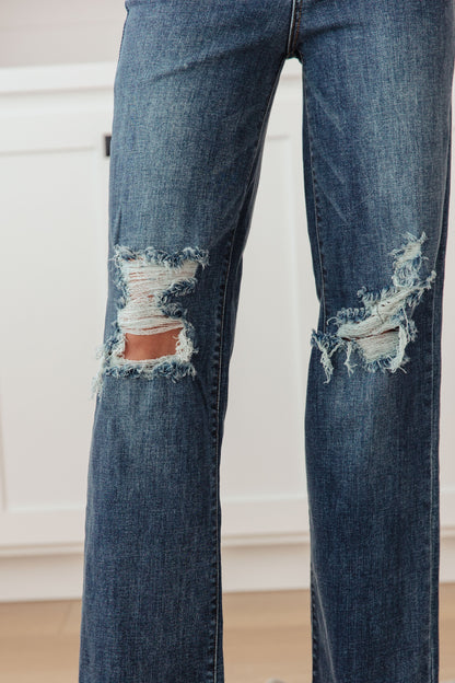 Rose High Rise 90's Straight Jeans in Dark Wash Judy Blue Jeans