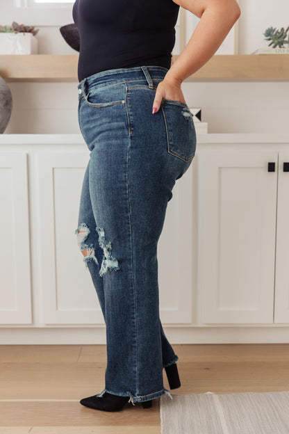 Rose High Rise 90's Straight Jeans in Dark Wash Judy Blue Jeans