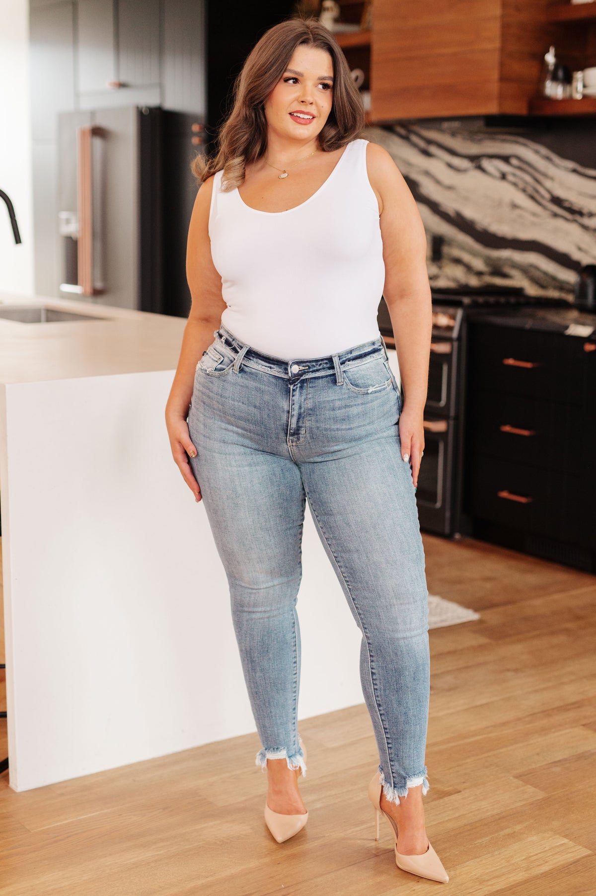 Sherry Mid Rise Release Waistband Detail Judy Blue Skinny