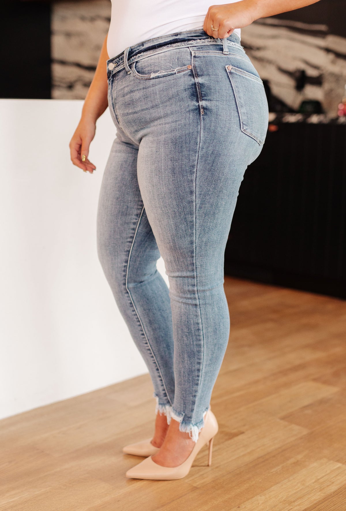 Sherry Mid Rise Release Waistband Detail Judy Blue Skinny