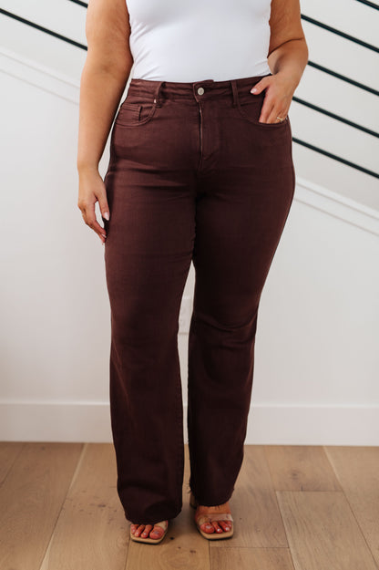 Sienna High Rise Tummy Control Flare Jeans in Espresso by Judy Blue