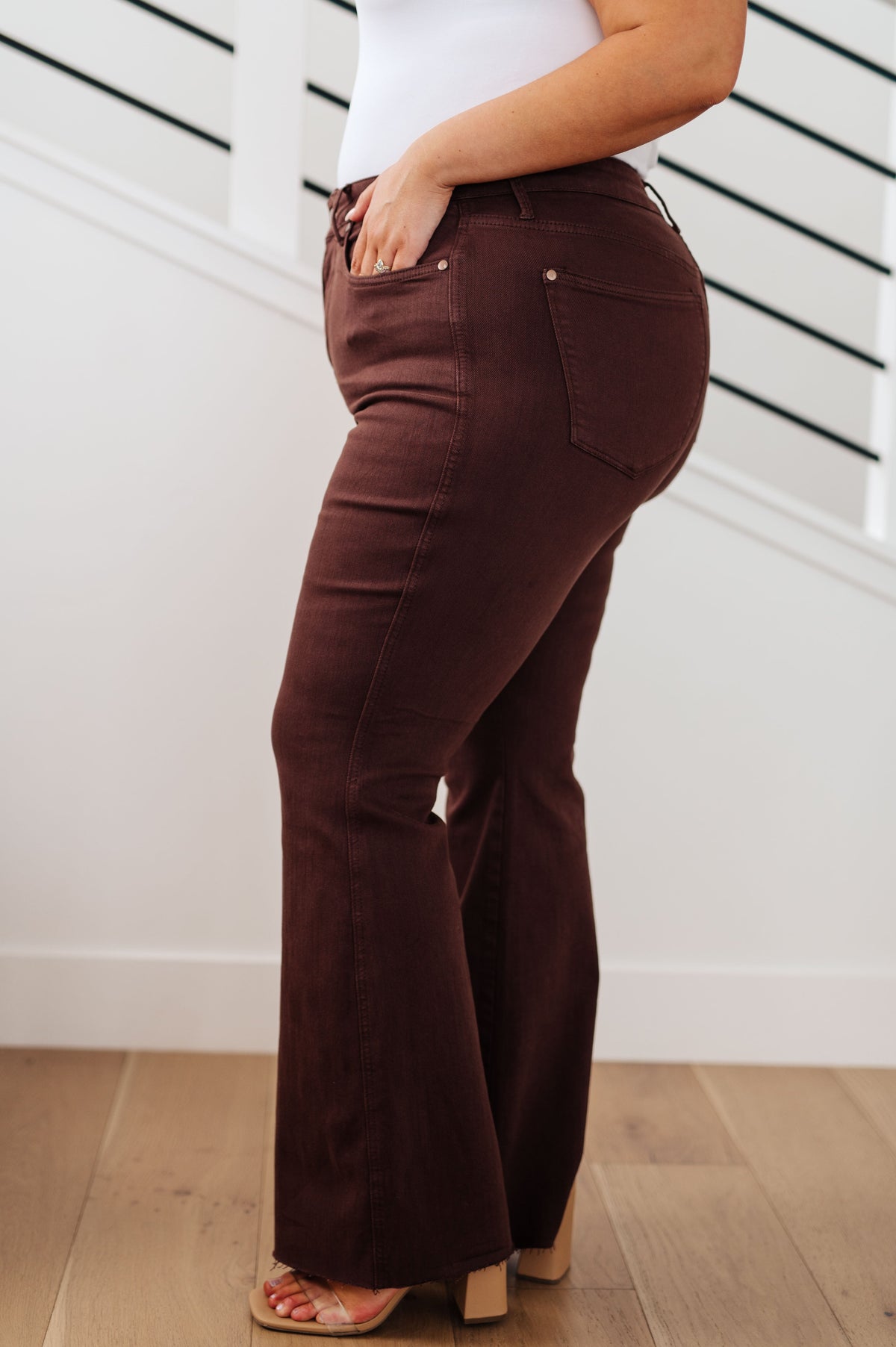 Sienna High Rise Tummy Control Flare Jeans in Espresso by Judy Blue
