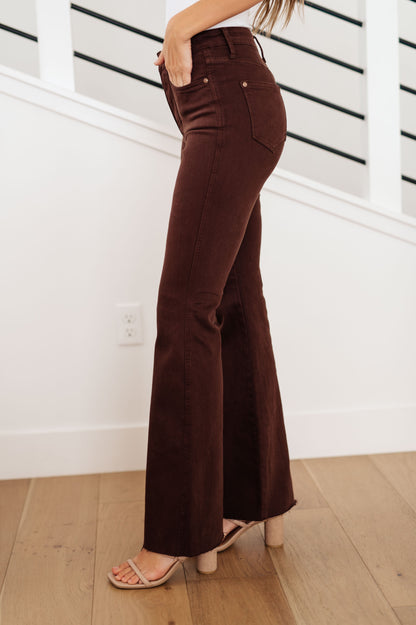 Sienna High Rise Tummy Control Flare Jeans in Espresso by Judy Blue