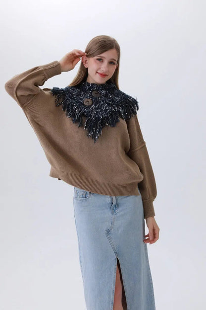 Organic Coconut Button Infinity Scarf – Textured Cocoon Wrap 🌿🧣