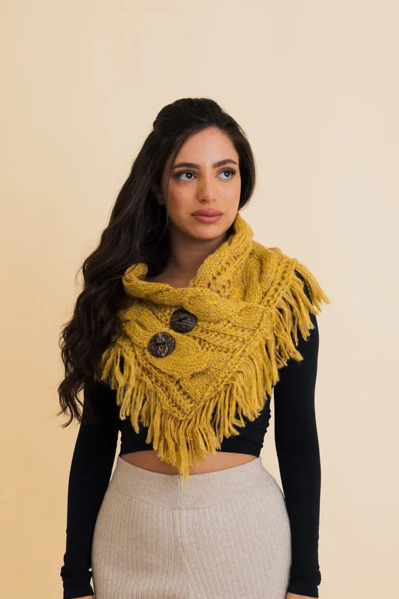 Heathered Shoulder Warmer With Coco Buttons