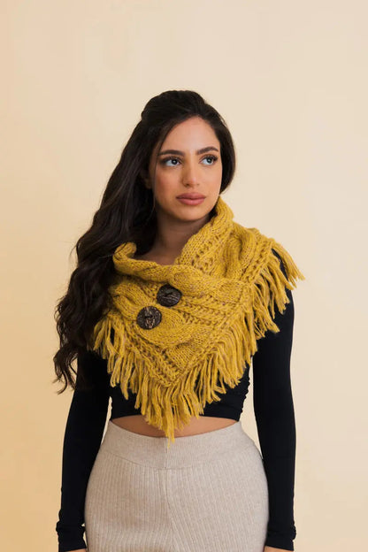 Heathered Shoulder Warmer With Coco Buttons