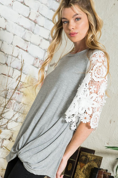 Lace Detail Sleeve Top