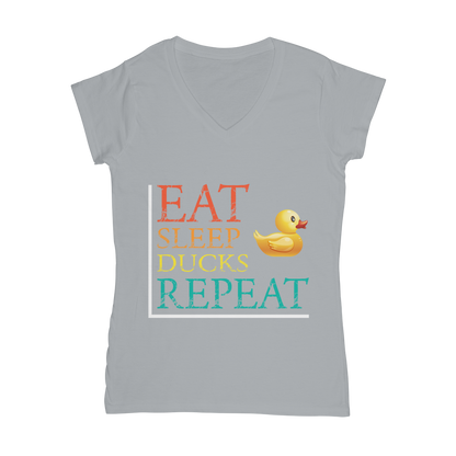 Eat Sleep Ducks Repeat Classic Women's V-Neck T-Shirt