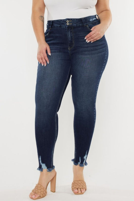 KanCan Cat's Whiskers Raw Hem High Waist Jeans