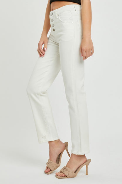 RISEN Mid-Rise Tummy Control Straight Jeans