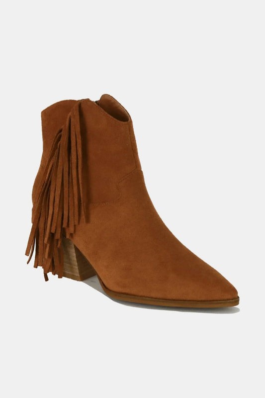 Beast Fashion Suede Fringe Ankle Boots