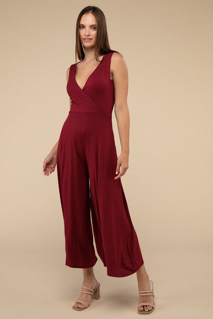 Surplice Neckline Sleeveless Jumpsuit