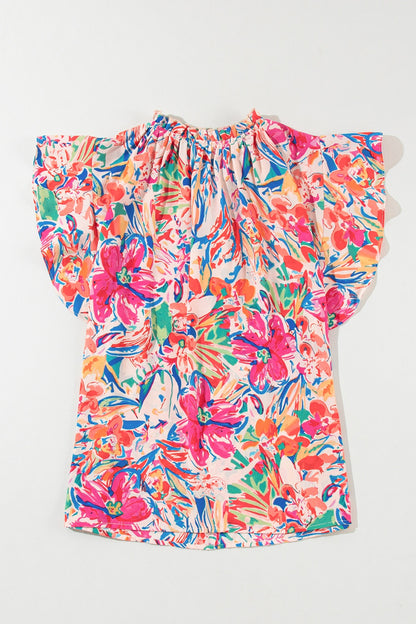 Ruffled Floral Printed Blouse