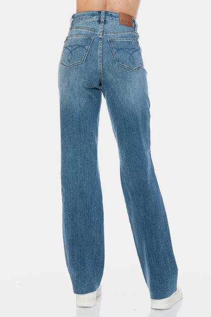 Judy Blue Tummy Control Cut Raw Hem Straight Jeans