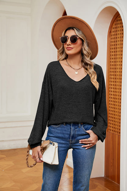 V-Neck Long Sleeve Top