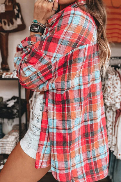 Plaid Print Button Down Shirt