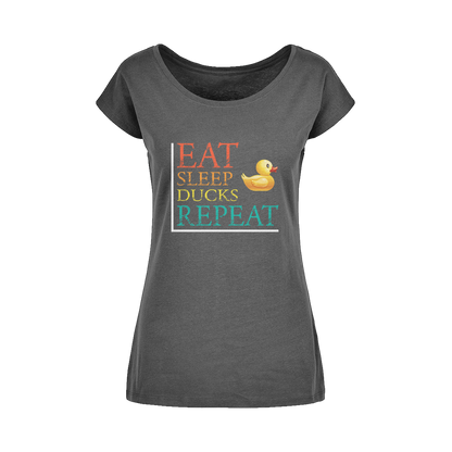 Eat Sleep Ducks Repeat Wide Neck Womens T-Shirt XS-5XL