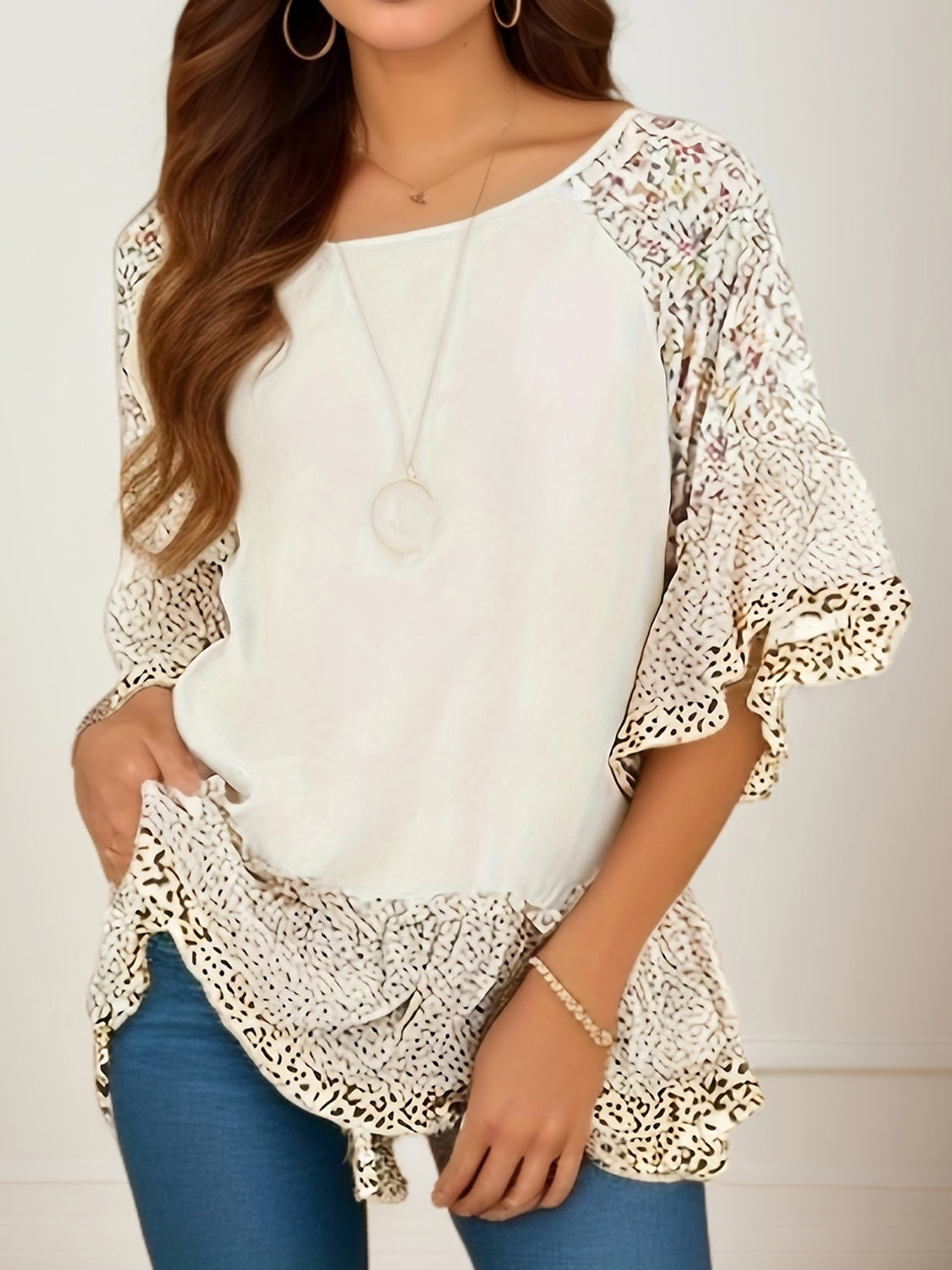 Frill Printed Blouse