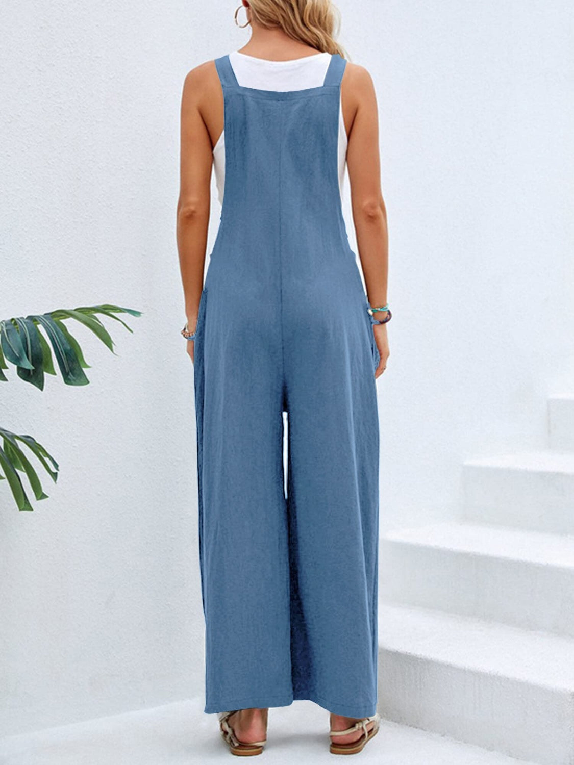 Square Neck Wide Strap Overalls