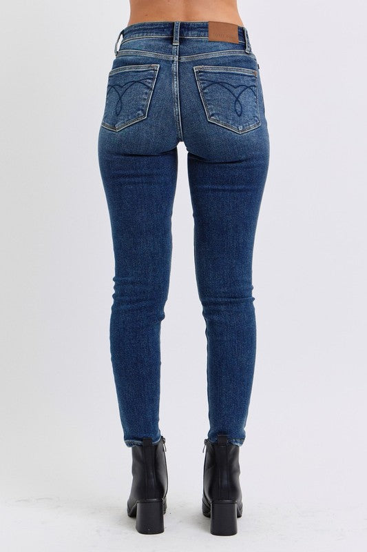 Judy Blue Run Mid-Rise Waist Skinny Jeans with Thermal Lining