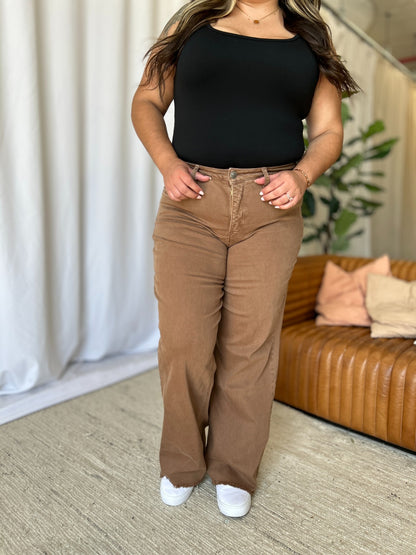 RFM High Rise Garment Dyed Wide Leg Jeans