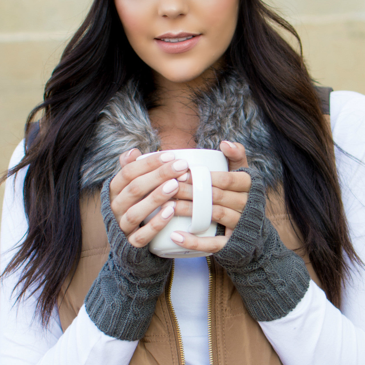Cable Knit Short Handwarmers