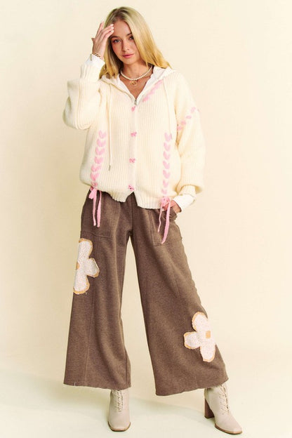 Davi & Dani Flower Patch Wide Leg Pants