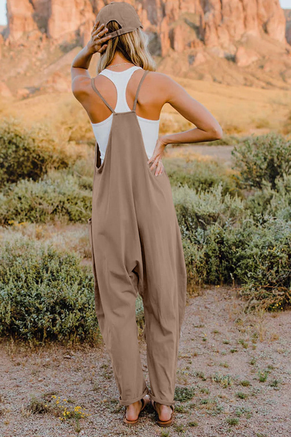 Double Take V-Neck Sleeveless Jumpsuit with Pockets