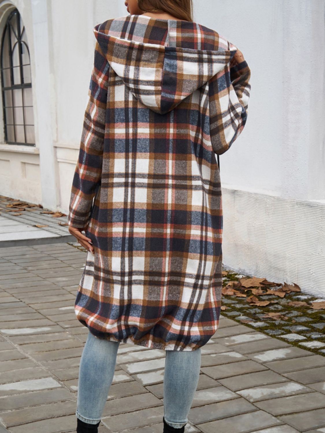 Hooded plaid coat on sale