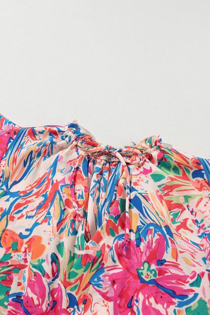 Ruffled Floral Printed Blouse