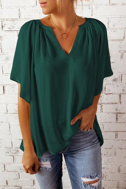 Gathered Flutter Sleeve Top