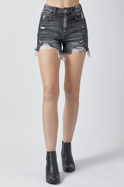 RISEN High Rise Distressed Denim Shorts