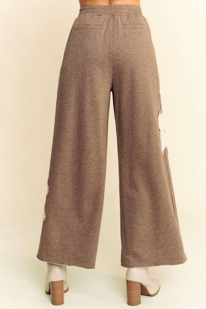 Davi & Dani Flower Patch Wide Leg Pants