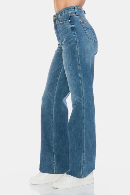 Judy Blue Tummy Control Cut Raw Hem Straight Jeans