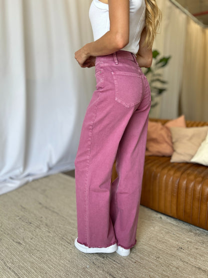 RFM High Rise Garment Dyed Wide Leg Jeans