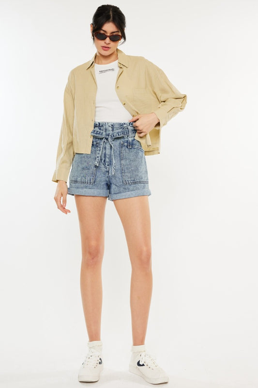 KanCan Ultra High Rise Paperbag Denim Shorts