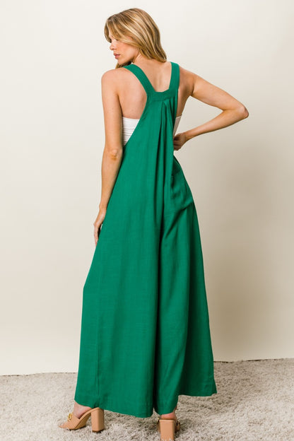 BiBi Textured Sleeveless Wide Leg Jumpsuit