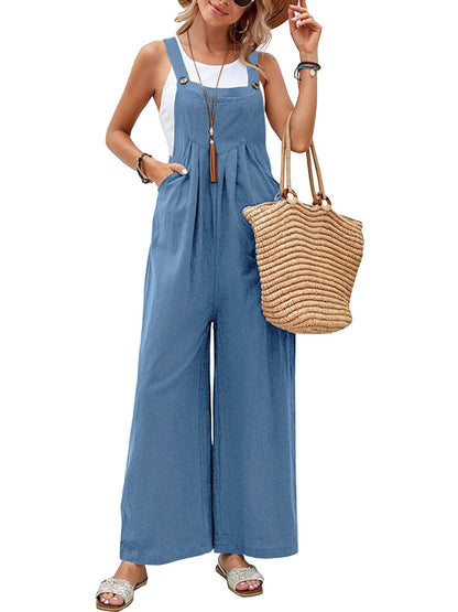 Square Neck Wide Strap Overalls